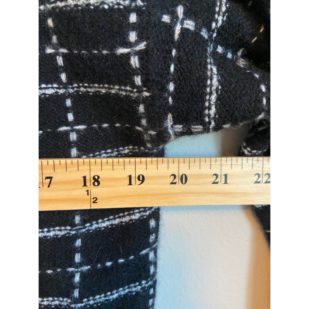 C‎ by Bloomingdales Cashmere Cardigan Sweater Black White Grid Metallic  M - Picture 5 of 8